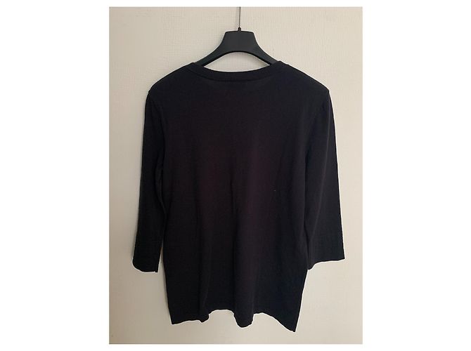 Top Chanel de algodón negro con mangas 3/4 - vista 10