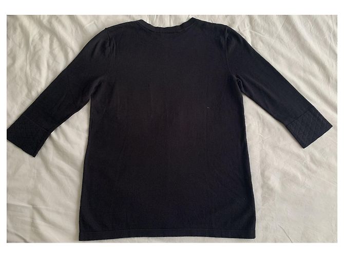 Top Chanel de algodón negro con mangas 3/4 - vista 2