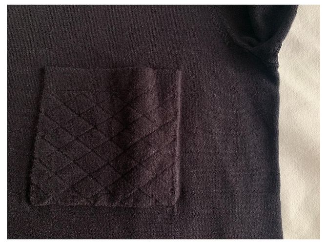 Top Chanel de algodón negro con mangas 3/4 - vista 4