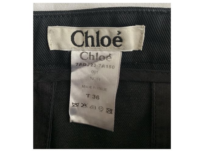 Saia Chloé preta de algodão com efeito denim Preto - vista 3