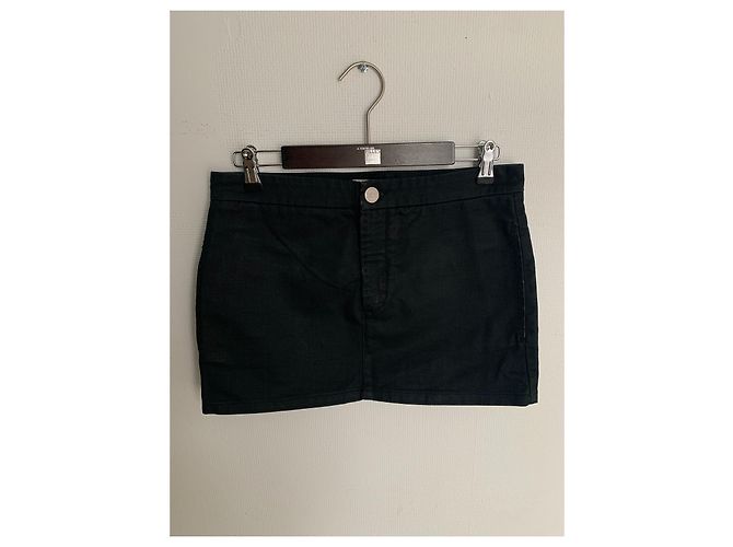 Saia Chloé preta de algodão com efeito denim Preto - vista 5