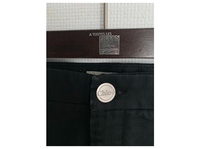 Saia Chloé preta de algodão com efeito denim Preto - vista 6