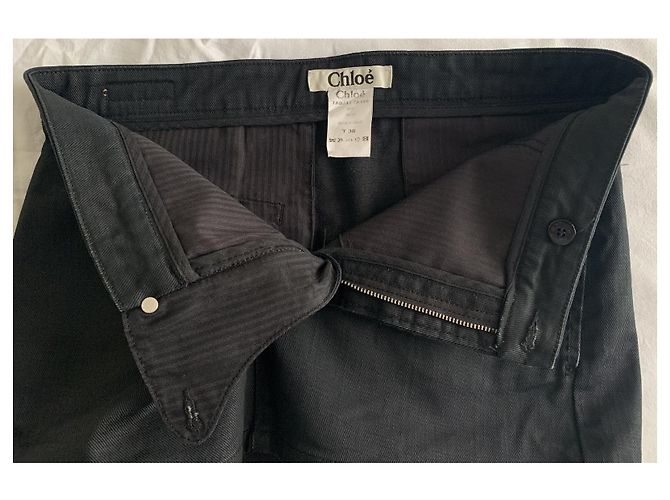Saia Chloé preta de algodão com efeito denim Preto - vista 8