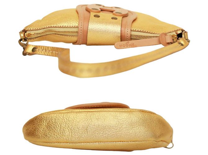 Hogan Pelle Oro Beige Det. Borsa a tracolla con cerniera Borsa superiore D'oro - vista 4