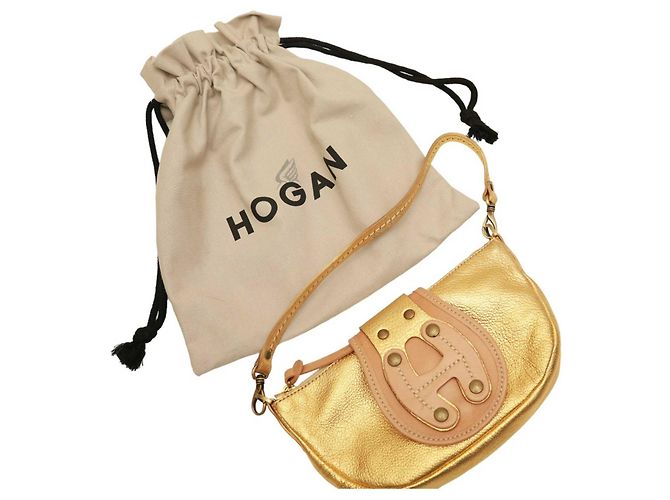 Hogan Pelle Oro Beige Det. Borsa a tracolla con cerniera Borsa superiore D'oro - vista 9