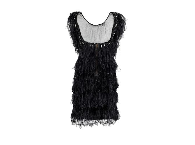 Autre Marque 6267 Mit Federn besticktes Kleid Schwarz - Ansicht 3