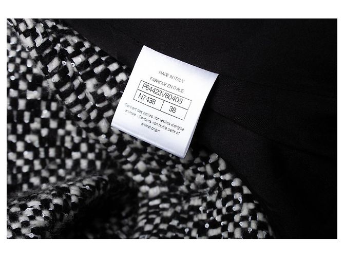 Chanel, Wool tweed sequinned coat Black - view 10