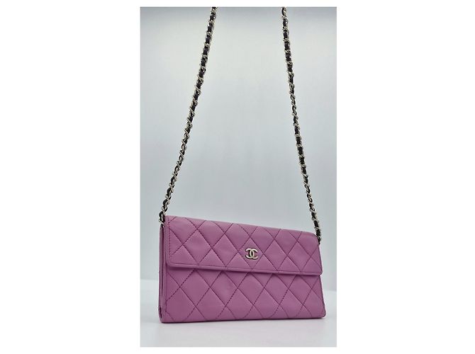Carteira Chanel com corrente Timeless Classique acolchoada rosa Fuschia - vista 14