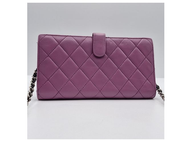Carteira Chanel com corrente Timeless Classique acolchoada rosa Fuschia - vista 2