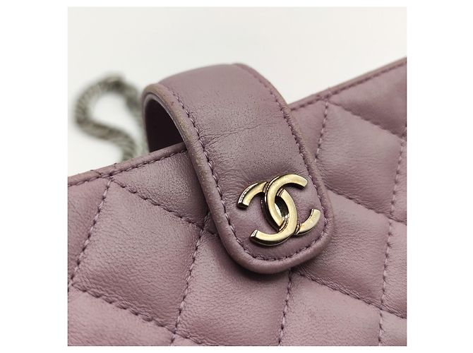 Carteira Chanel com corrente Timeless acolchoado rosa fuschia - vista 15