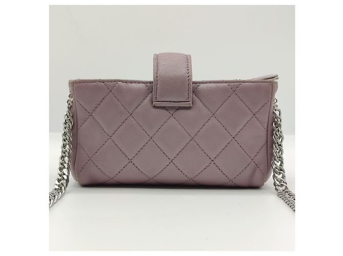Carteira Chanel com corrente Timeless acolchoado rosa fuschia - vista 2