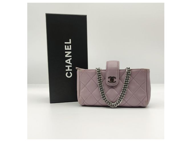 Carteira Chanel com corrente Timeless acolchoado rosa fuschia - vista 3