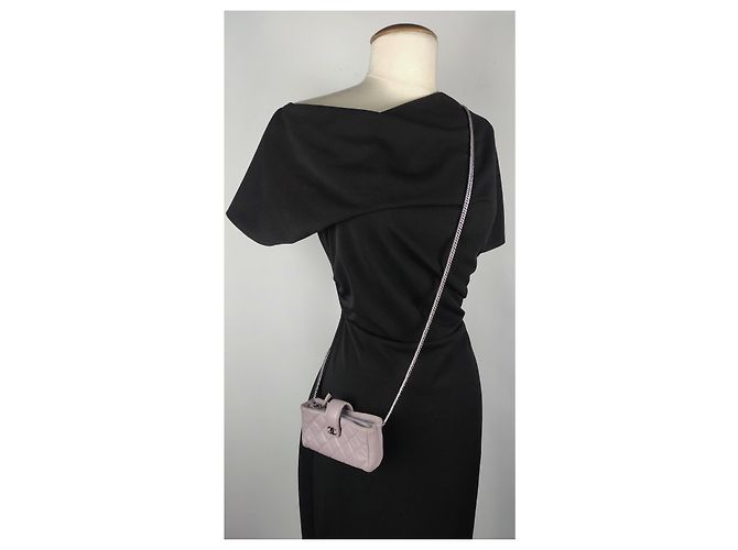 Carteira Chanel com corrente Timeless acolchoado rosa fuschia - vista 5