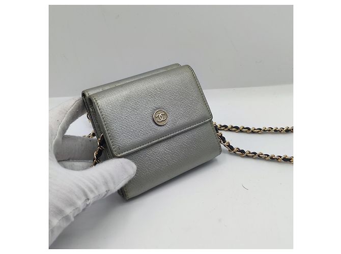 Chanel Cartera con cadena Cuero gris. Plata - vista 11