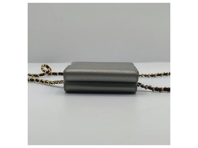 Chanel Cartera con cadena Cuero gris. Plata - vista 13