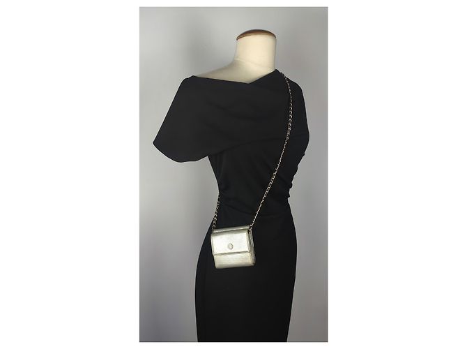 Chanel Cartera con cadena Cuero gris. Plata - vista 2