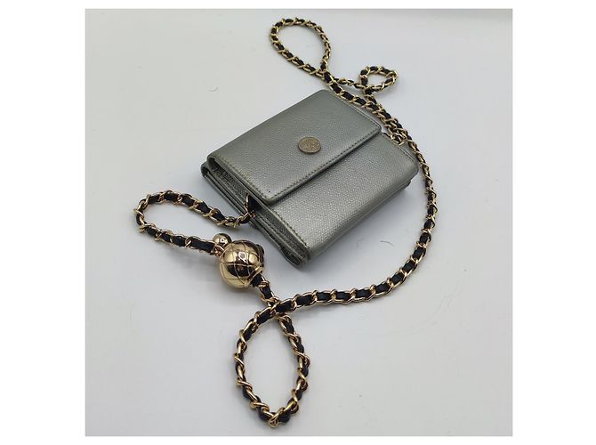 Chanel Cartera con cadena Cuero gris. Plata - vista 3