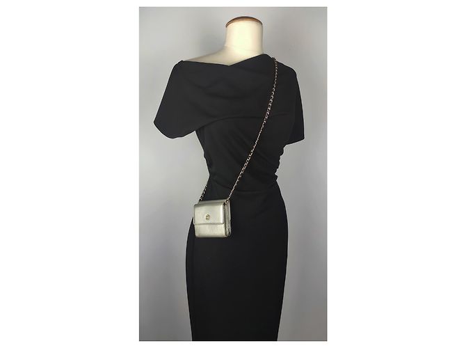 Chanel Cartera con cadena Cuero gris. Plata - vista 4