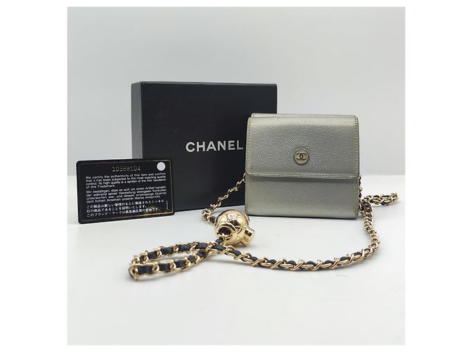 Chanel Cartera con cadena Cuero gris. Plata - vista 5
