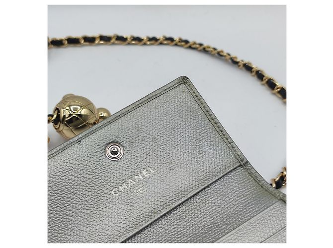Chanel Cartera con cadena Cuero gris. Plata - vista 8