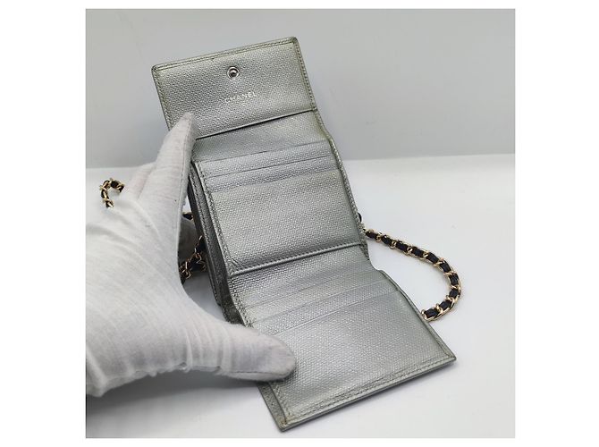 Chanel Cartera con cadena Cuero gris. Plata - vista 9