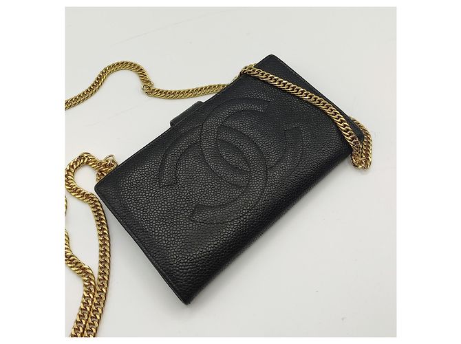 Portafoglio Chanel on Chain foderato CC in pelle martellata nera Nero - vista 16