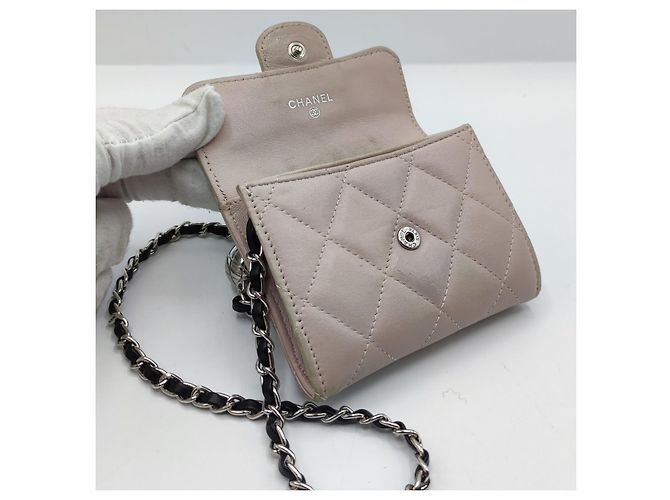 Portafoglio Chanel con catena Timeless rosa in pelle - vista 12