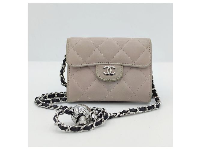 Portafoglio Chanel con catena Timeless rosa in pelle - vista 13
