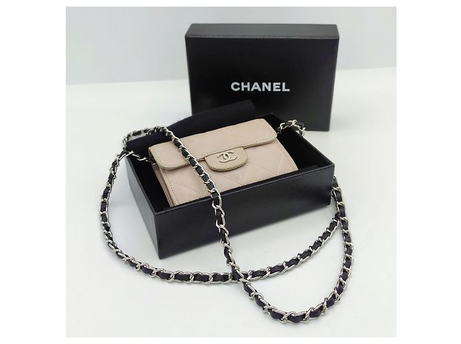 Portafoglio Chanel con catena Timeless rosa in pelle - vista 15