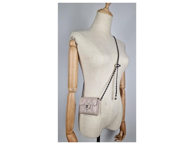 Portafoglio Chanel con catena Timeless rosa in pelle - vista 3