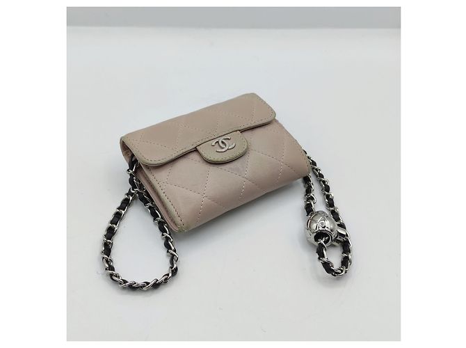 Portafoglio Chanel con catena Timeless rosa in pelle - vista 5