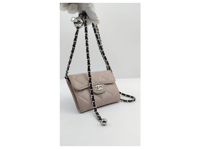 Portafoglio Chanel con catena Timeless rosa in pelle - vista 6