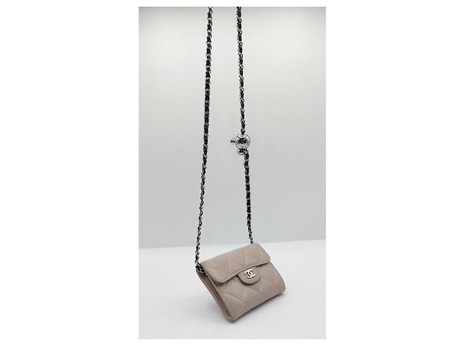 Portafoglio Chanel con catena Timeless rosa in pelle - vista 7