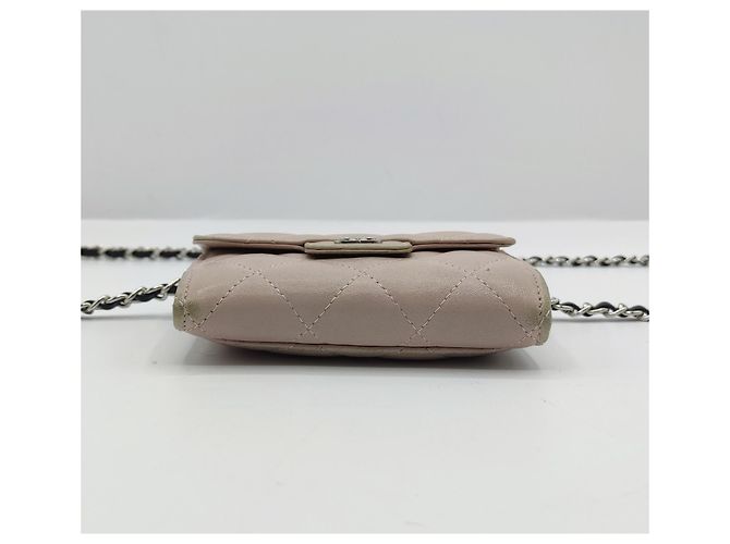Portafoglio Chanel con catena Timeless rosa in pelle - vista 8