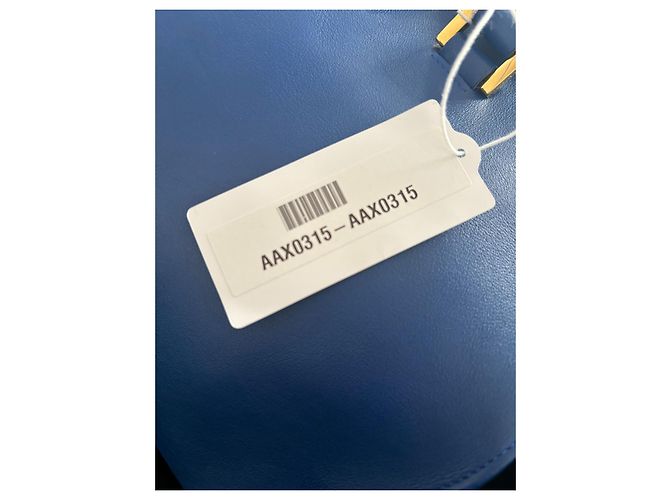 Borsa tote Yves Saint Laurent in pelle martellata blu - vista 4