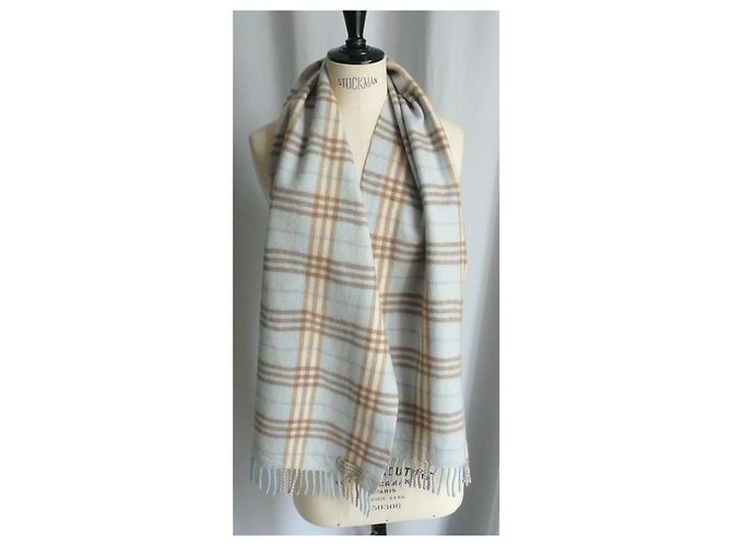 BURBERRY Sciarpa Lunga Tartan celeste misto lana cashmere TU - vista 4