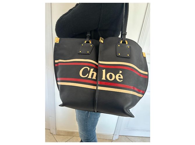 Borsa Chloé Vick Tote in Pelle Blu Navy - vista 10