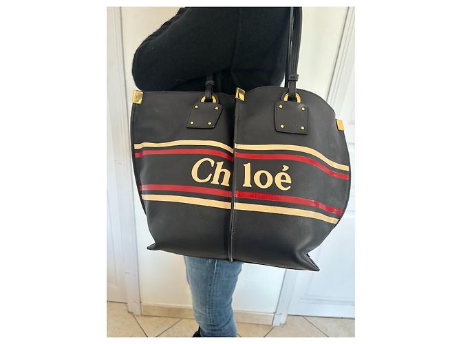 Borsa Chloé Vick Tote in Pelle Blu Navy - vista 2