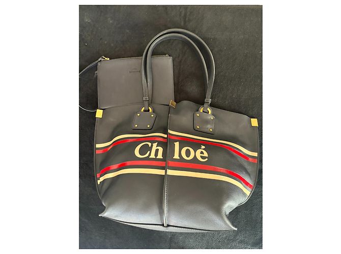 Borsa Chloé Vick Tote in Pelle Blu Navy - vista 6
