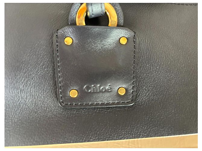 Borsa Chloé Vick Tote in Pelle Blu Navy - vista 9