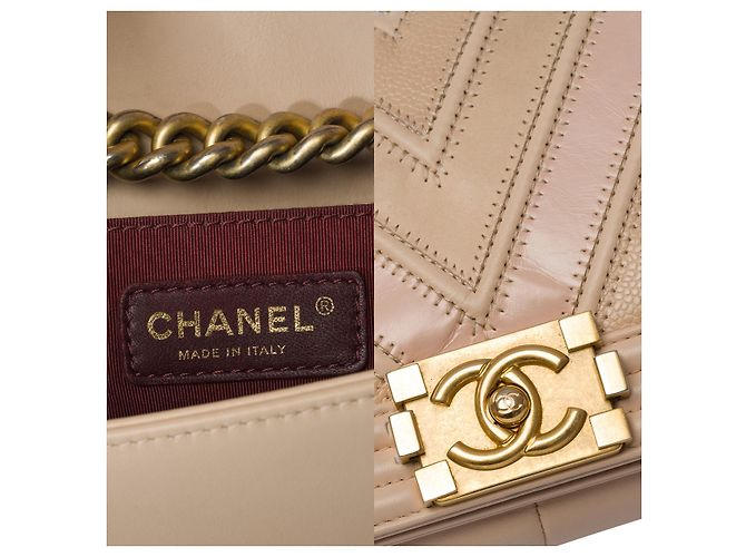 Boy CHANEL Jungentasche aus beigem Leder - 101515 - Ansicht 7