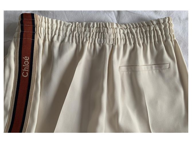 Calça reta Chloé off-white acetato e viscose Multicor - vista 11