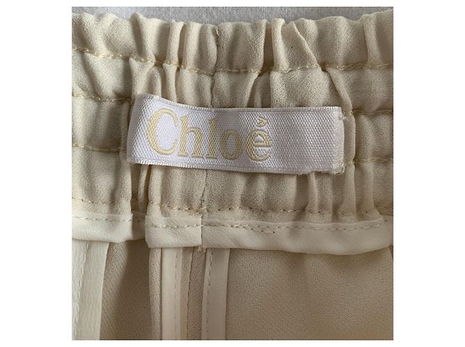Calça reta Chloé off-white acetato e viscose Multicor - vista 8