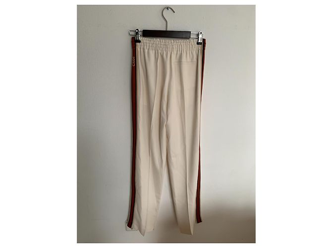 Calça reta Chloé off-white acetato e viscose Multicor - vista 9