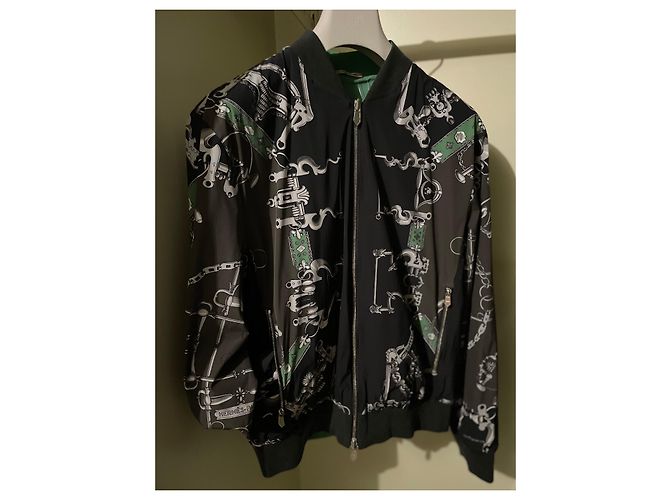 Giacca Hermès reversibile a coste Nero Verde Grigio - vista 6
