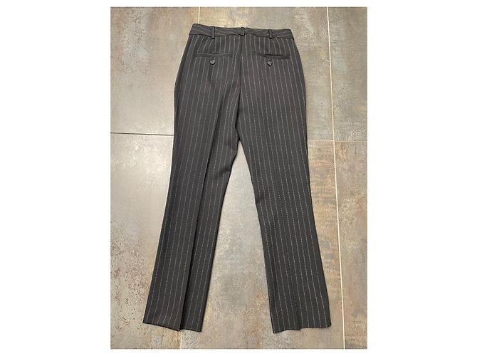 Calça Sportmax Preta Listrada de Lã Preto - vista 2
