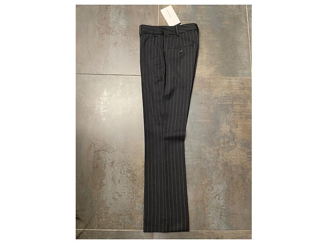Calça Sportmax Preta Listrada de Lã Preto - vista 3