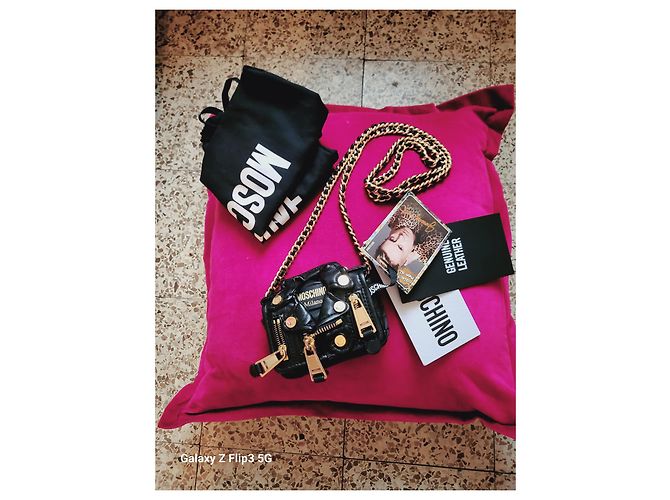 Moschino Borsa Biker Mini in Pelle Nera Nero - vista 4