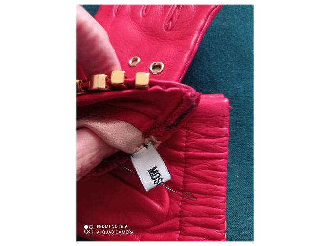 Moschino Lederhandschuhe Rot und Gold Golden - Ansicht 4