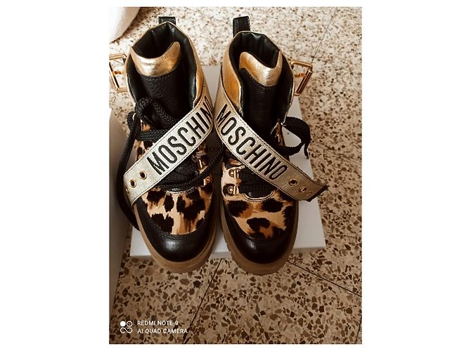 Stivaletti Moschino in pelle neri multicolore Nero - vista 6